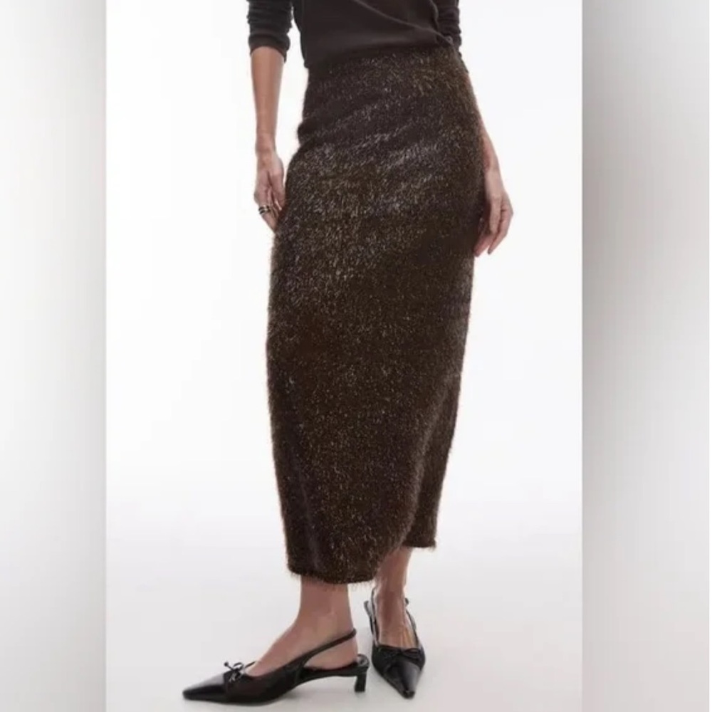 Topshop Chocolate Tinsel Skirt